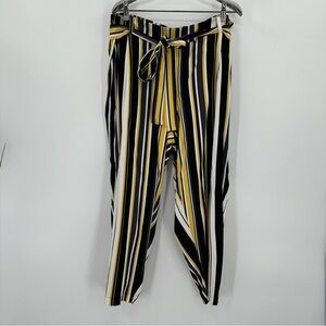 Torrid Belted Stripe Pants Plus Size 2 Black/Yellow Career Pull-on Tapered